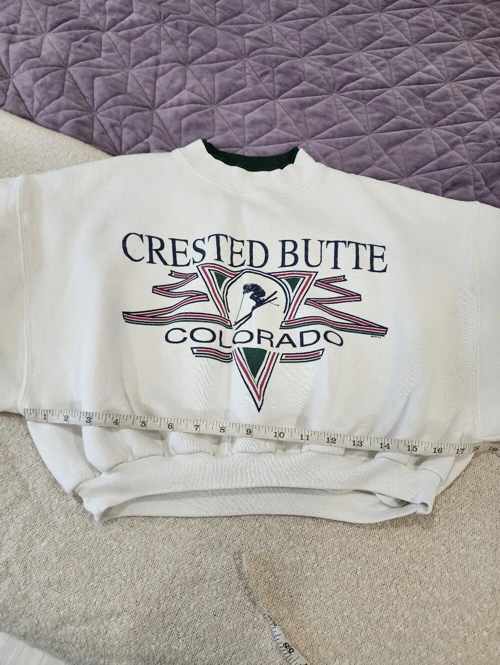 Vintage ALORE Custom Cropped Crewneck Sweatshirt 90s COLORADO - Picture 9 of 17